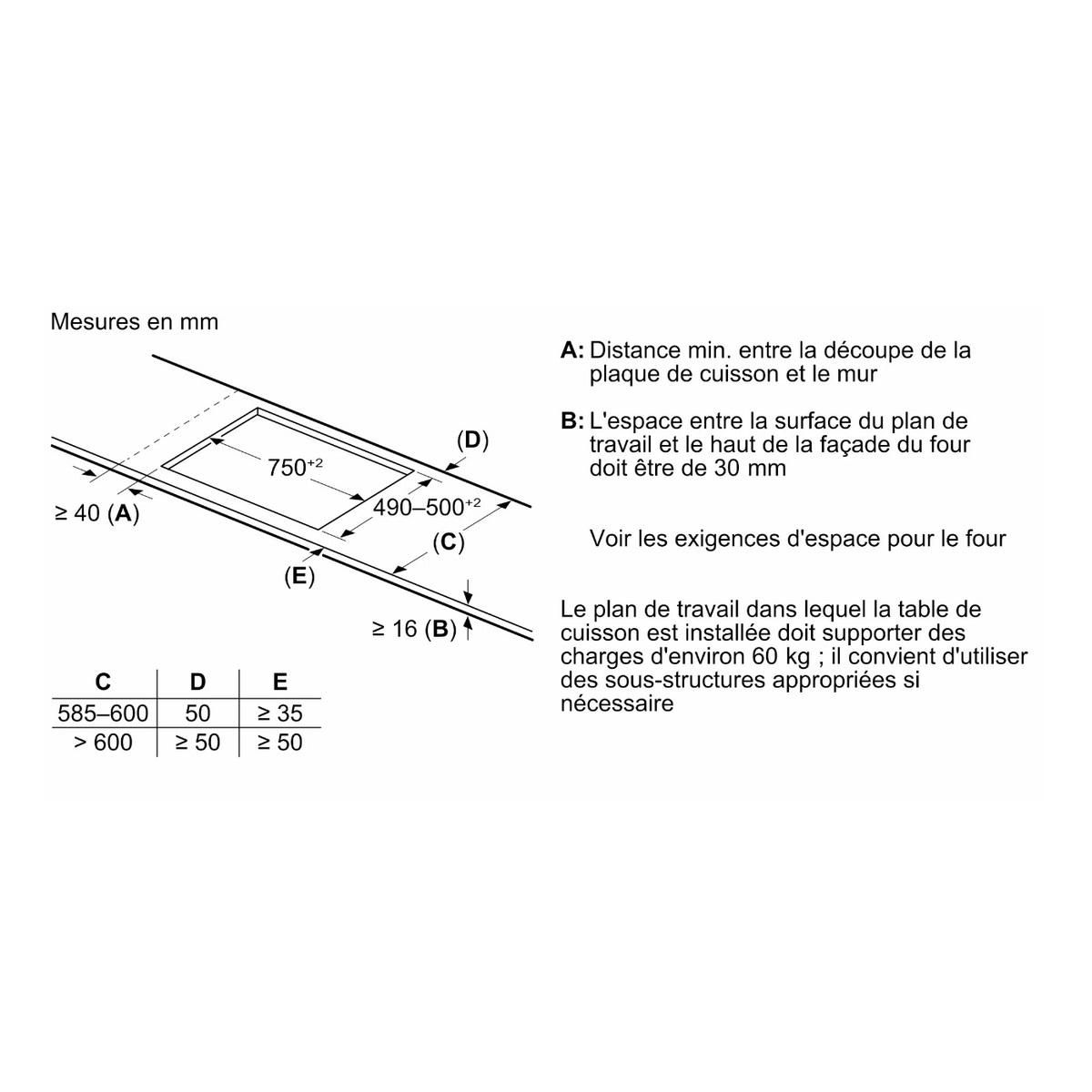 BOSCH Table de cuisson induction 80cm 4 feux 7400w noir - PXE831HC1E