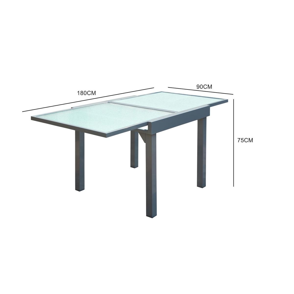 CONCEPT USINE Table de jardin extensible 8 places en aluminium MOLVINA