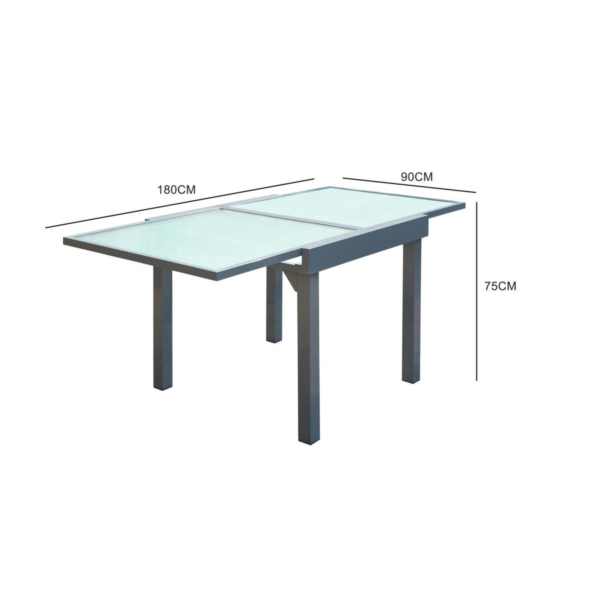 CONCEPT USINE Table de jardin extensible 8 places en aluminium MOLVINA