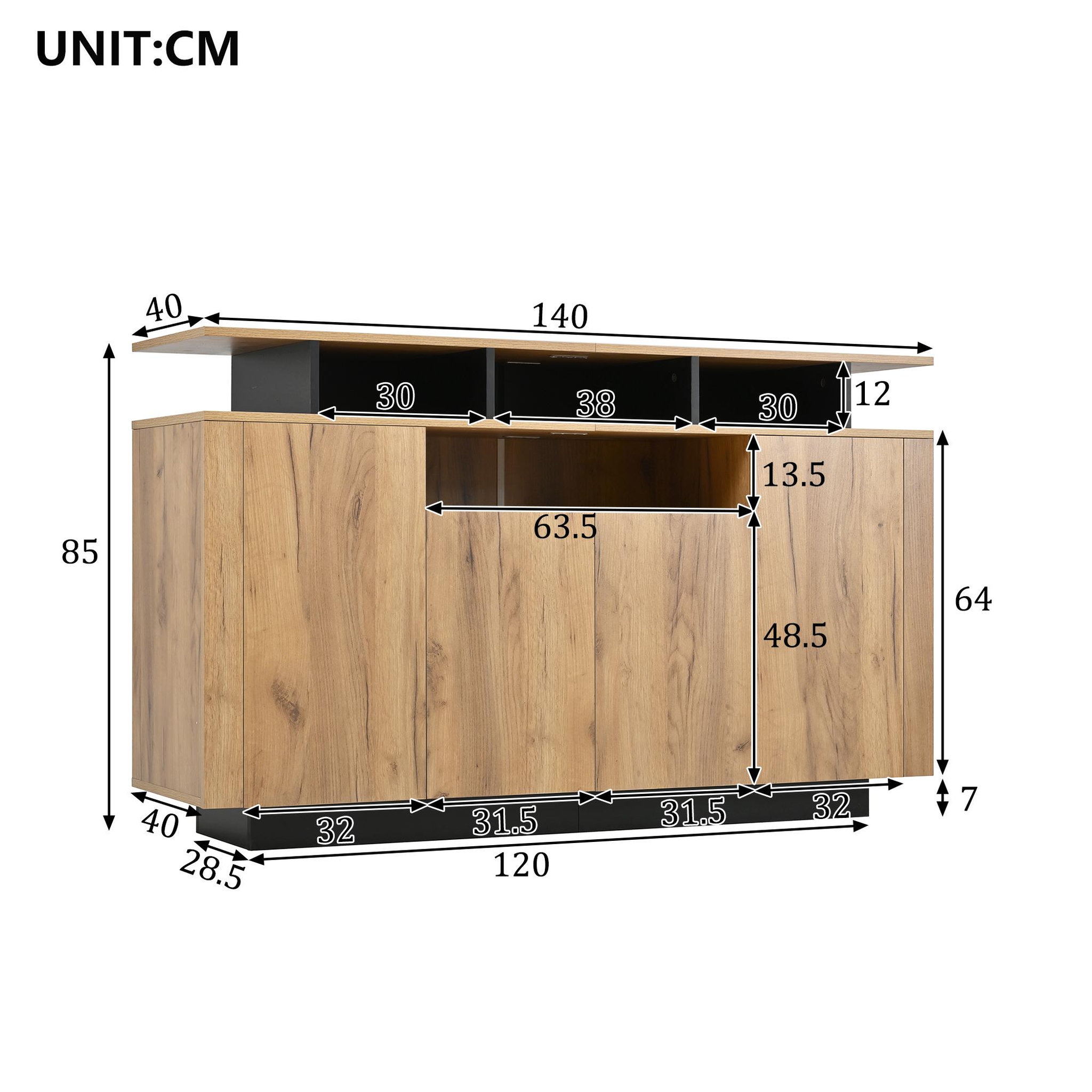 Voir la diapositive 3 : MERAX Buffet 4 porte(s) 0 tiroir(s) - 120 cm naturel panneau de particules