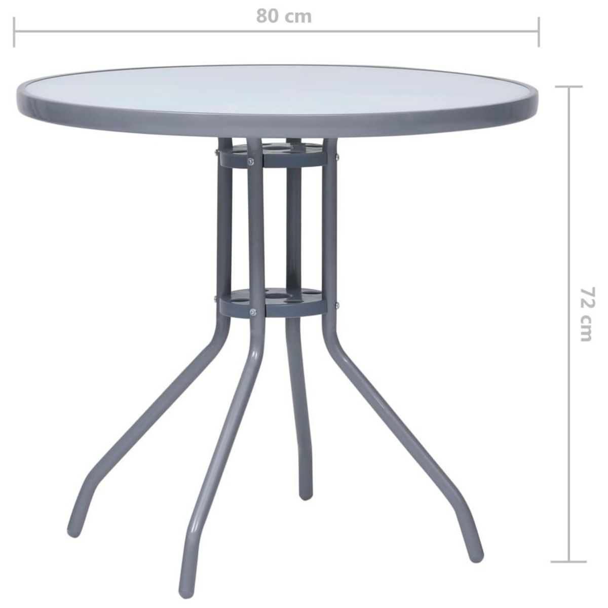 VIDAXL Table de jardin Gris clair 80 cm Acier et verre