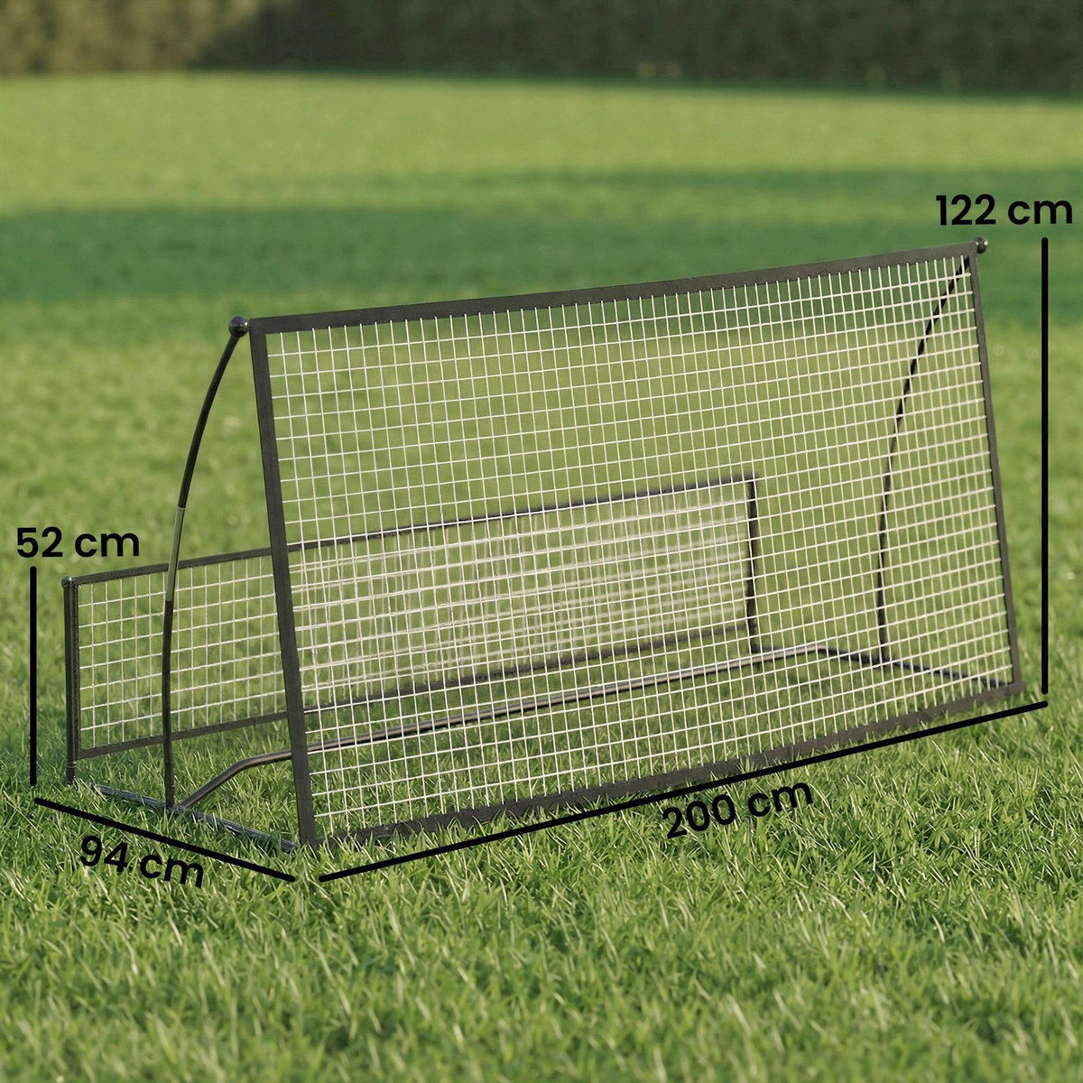 HOMCOM Filet de rebond football double face avec sac métal noir