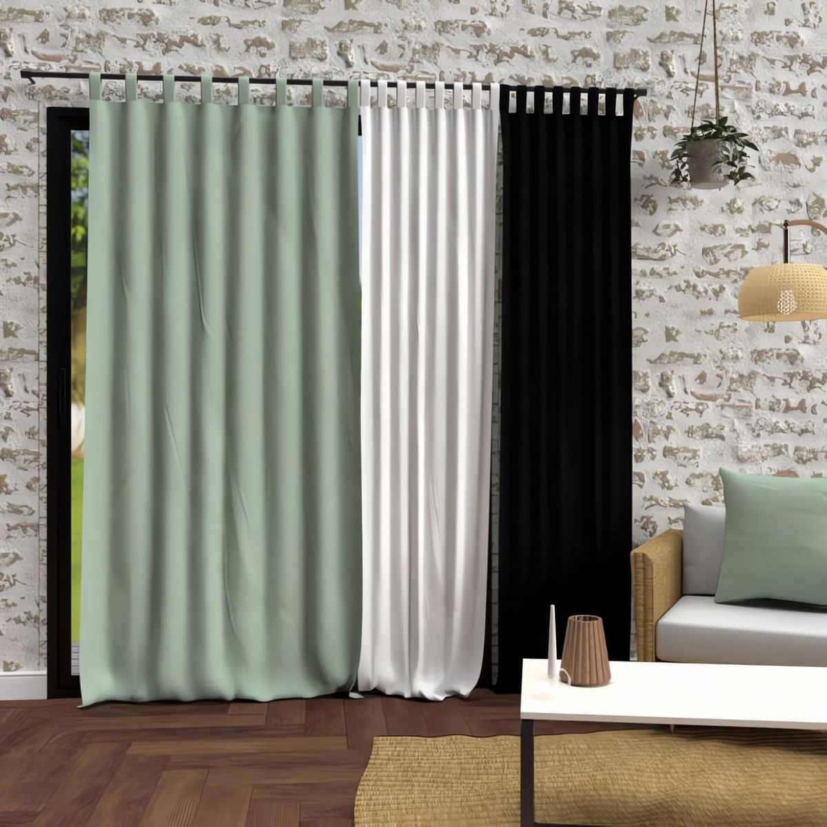 SOLEIL D'OCRE Rideau à pattes en microfibre lavée 135x250 cm BOHEME, par Soleil d'Ocre