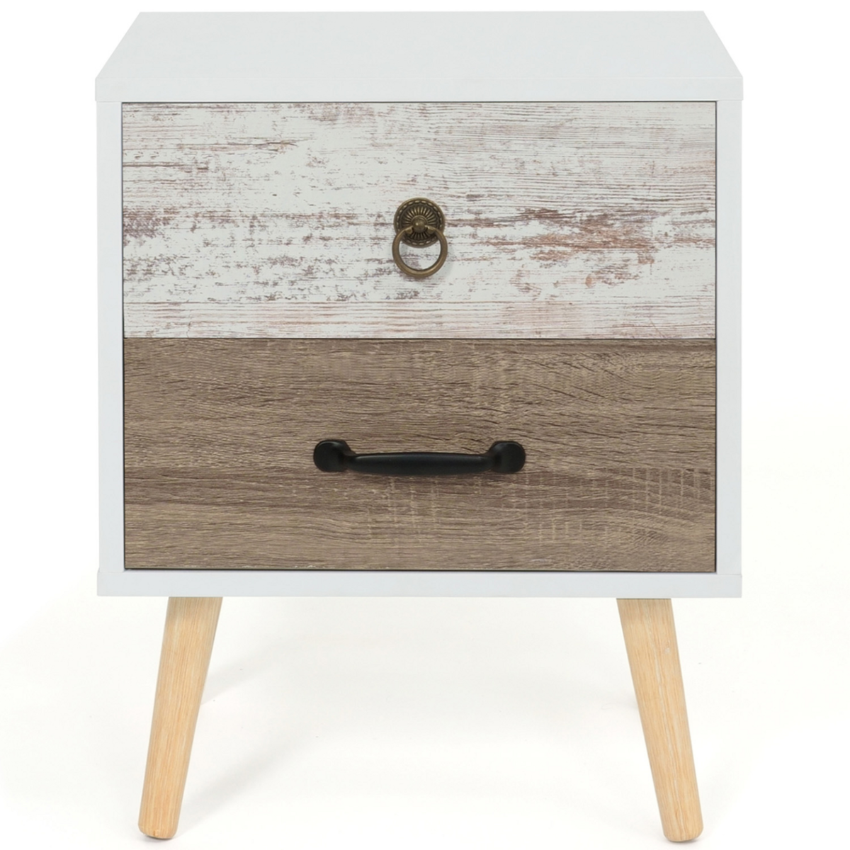 ID MARKET Lot de 2 tables de chevet BAHIA 2 tiroirs scandinave