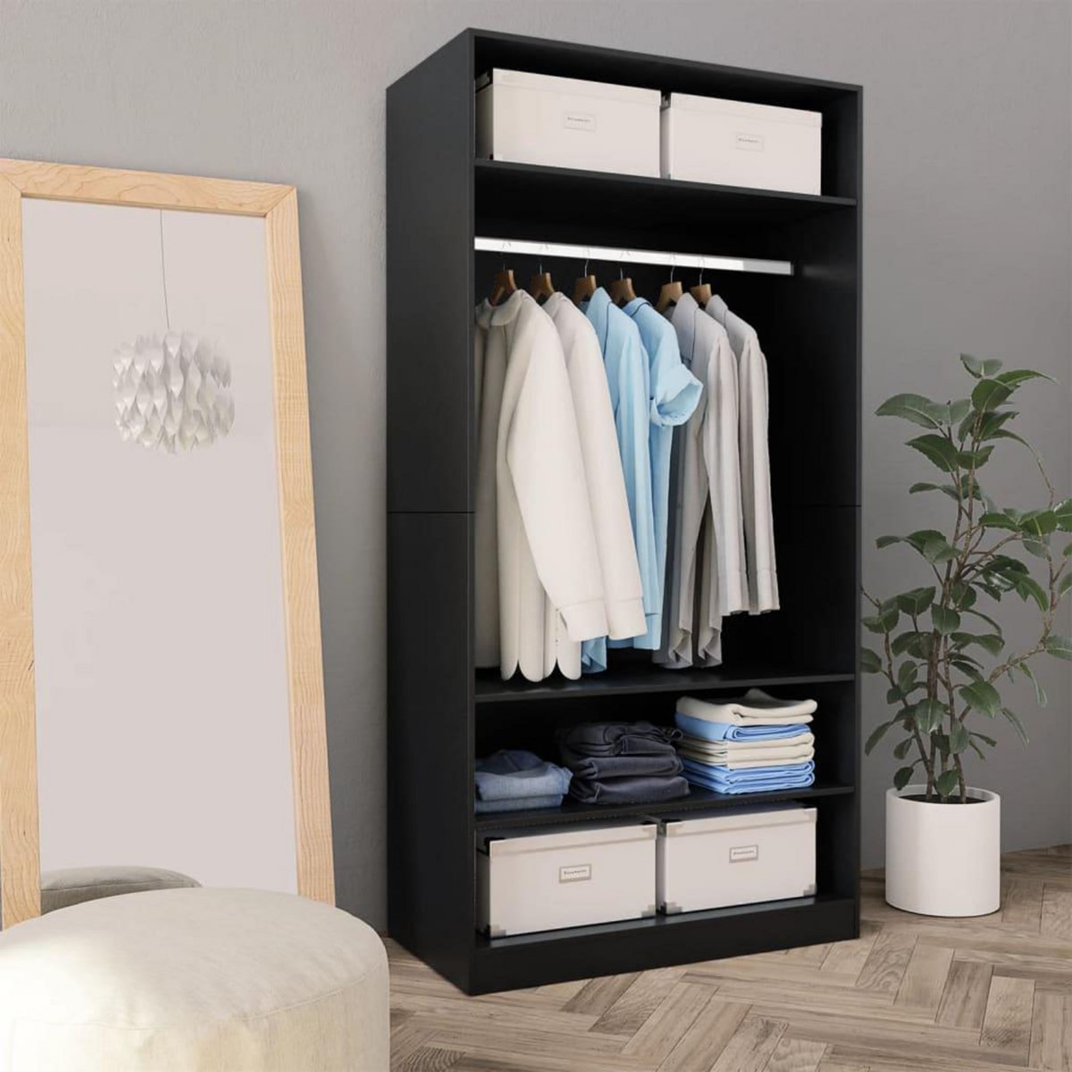 VIDAXL Garde-robe Noir 100 x 50 x 200 cm Bois d'ingenierie