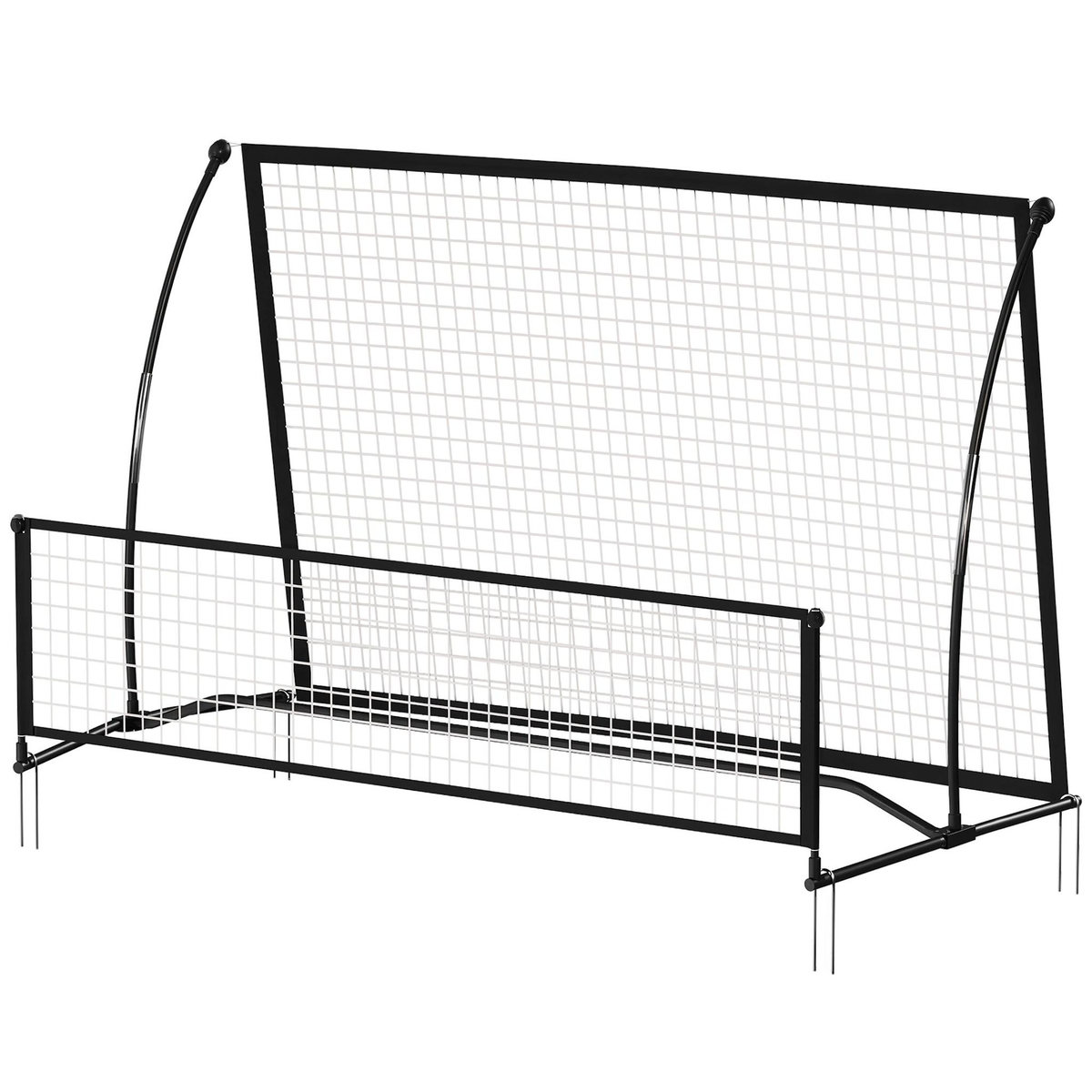 HOMCOM Filet de rebond football double face avec sac métal noir