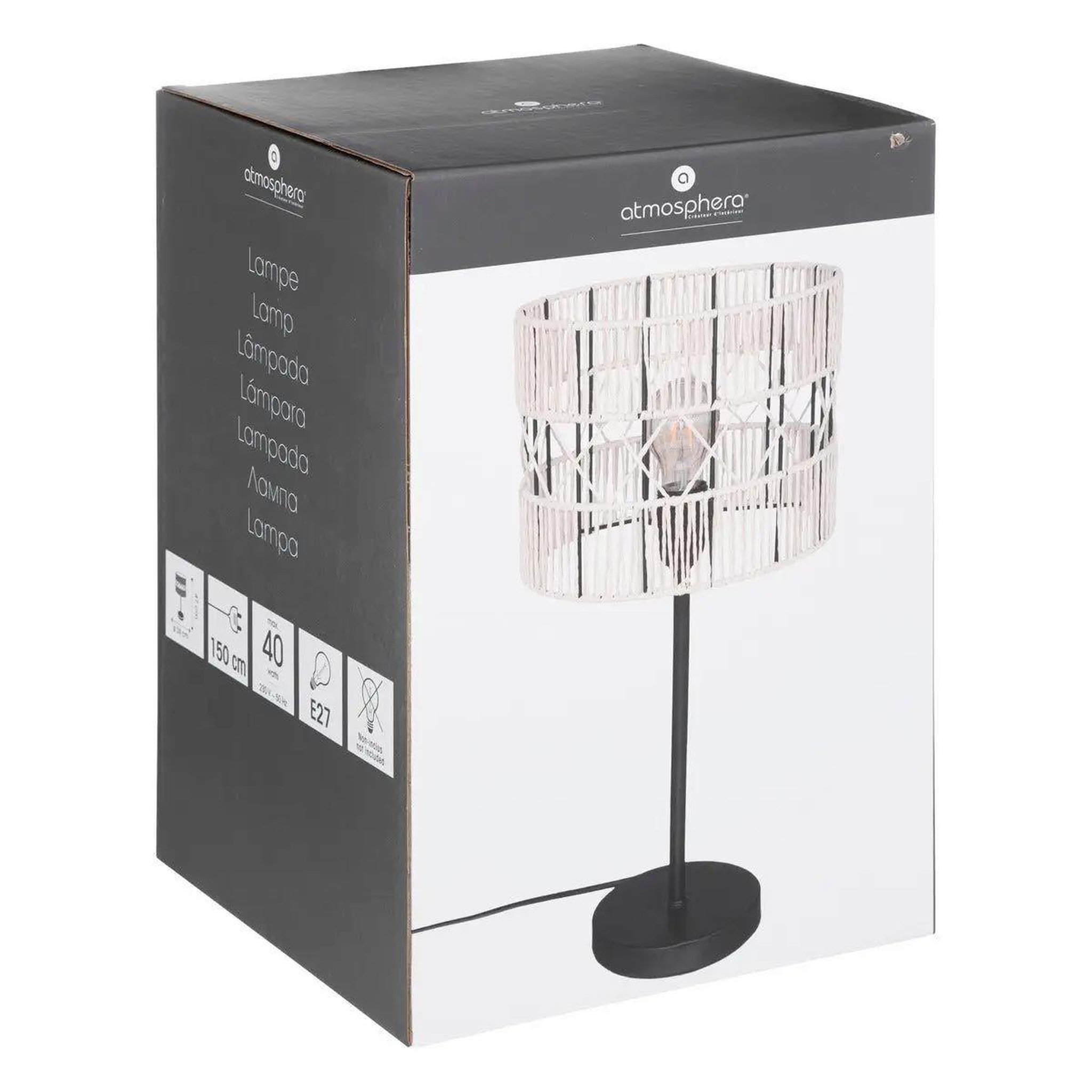 Voir la diapositive 5 : ATMOSPHERA Lampe à poser design  cosy  47cm noir & beige