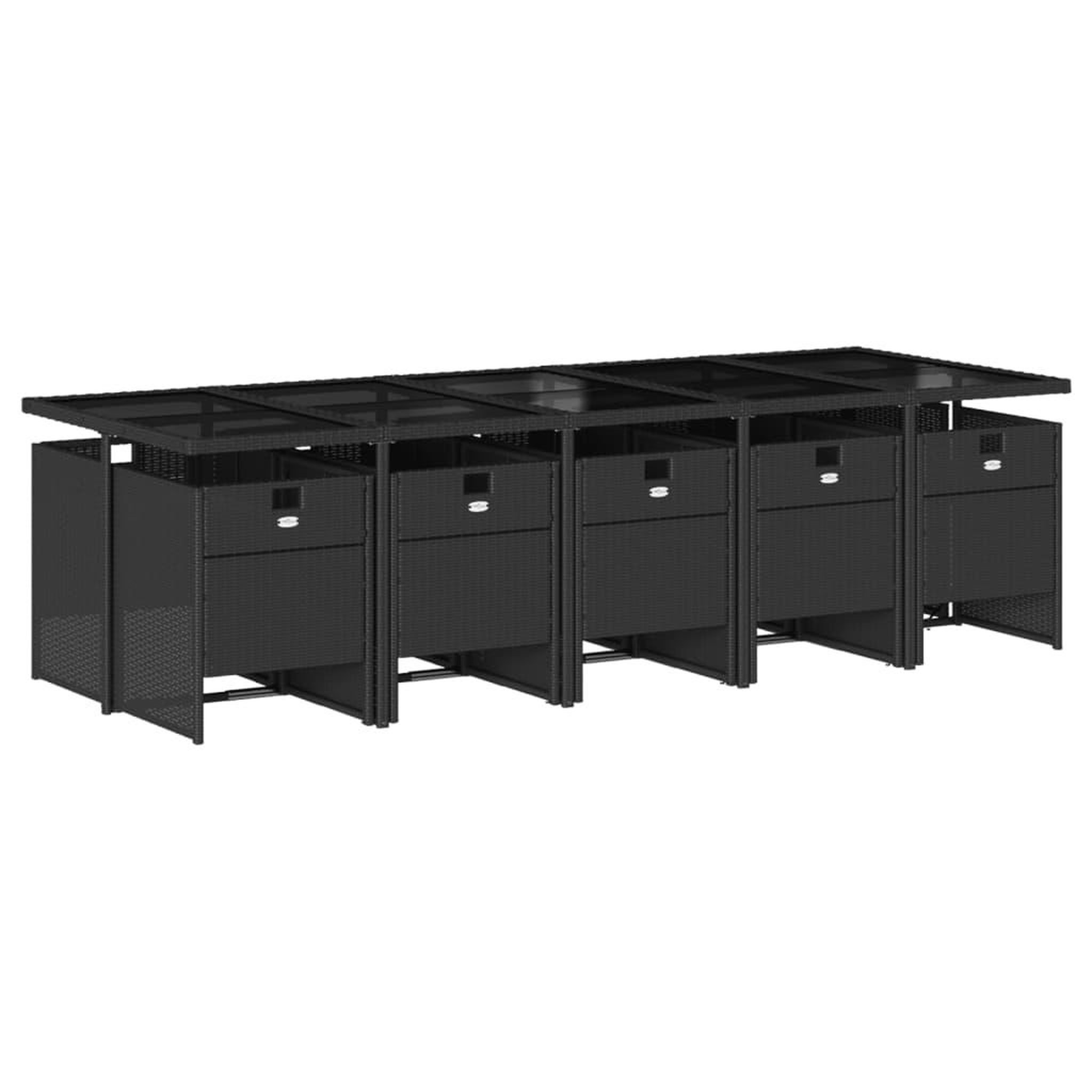 Voir la diapositive 3 : VIDAXL Ensemble a manger de jardin 11 pcs coussins noir resine tressee