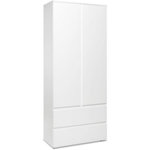 MARKET24 Armoire IMAGE7 - 2 portes + 2 tiroirs - Blanc Mat - L80 x H191 x P40 cm