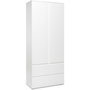 Voir la diapositive 1 : MARKET24 Armoire IMAGE7 - 2 portes + 2 tiroirs - Blanc Mat - L80 x H191 x P40 cm