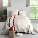 ATELIER DU COTON Parure Housse De Couette 100% Coton 57fils Rubis. Coloris disponibles : Multicolore