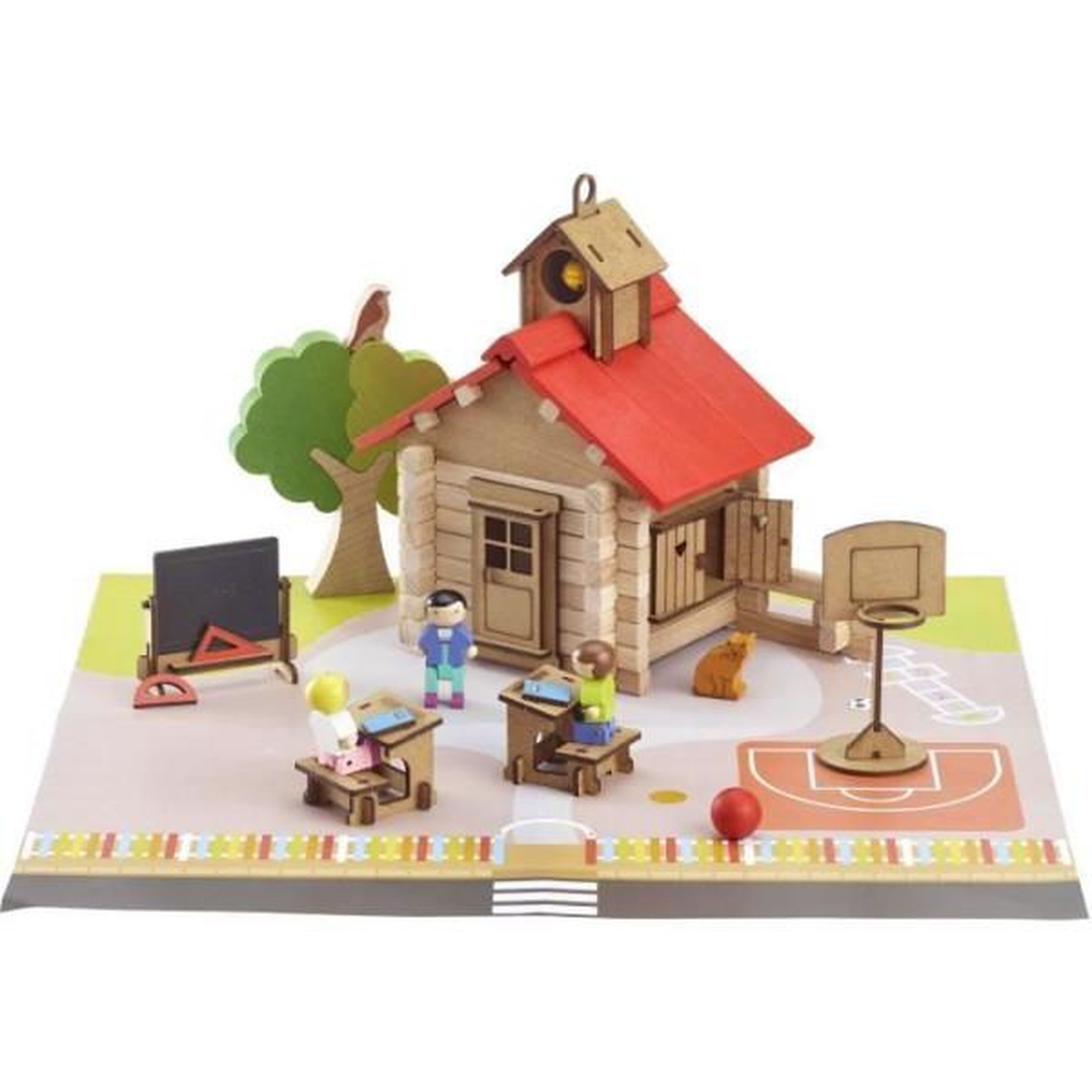 Voir la diapositive 2 : JeuJura L'école du village - Jeu de construction - JEUJURA - 125 pieces