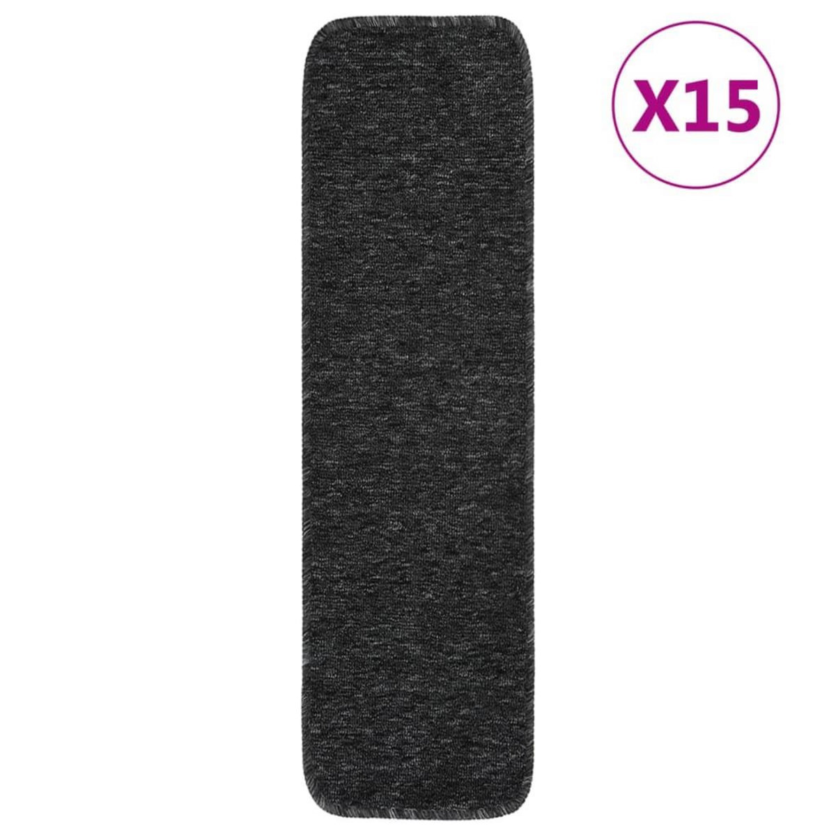 VIDAXL Tapis d'escalier 15 pcs 75x20 cm Anthracite Rectangulaire