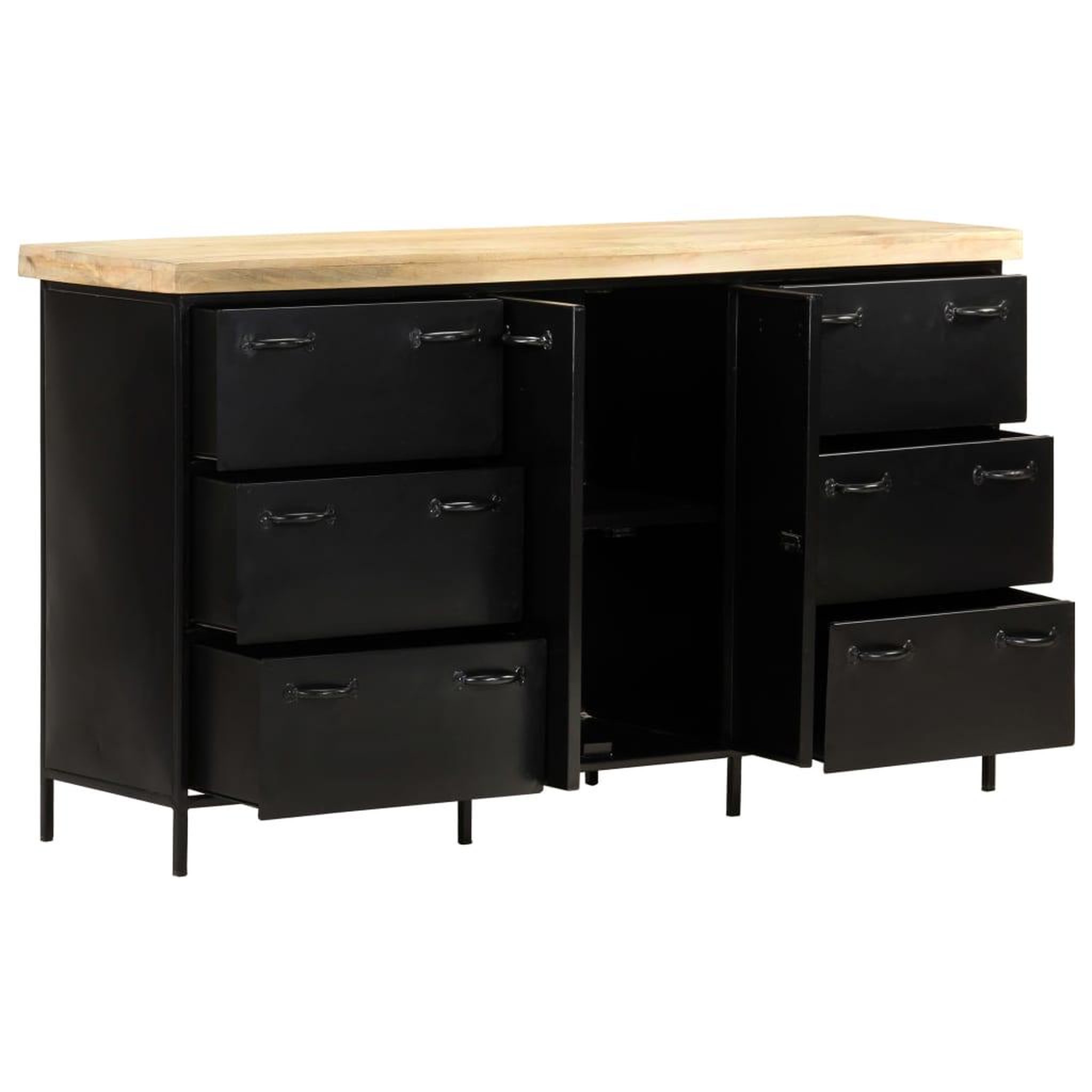Voir la diapositive 2 : VIDAXL Buffet 140x38x76 cm bois de manguier brut