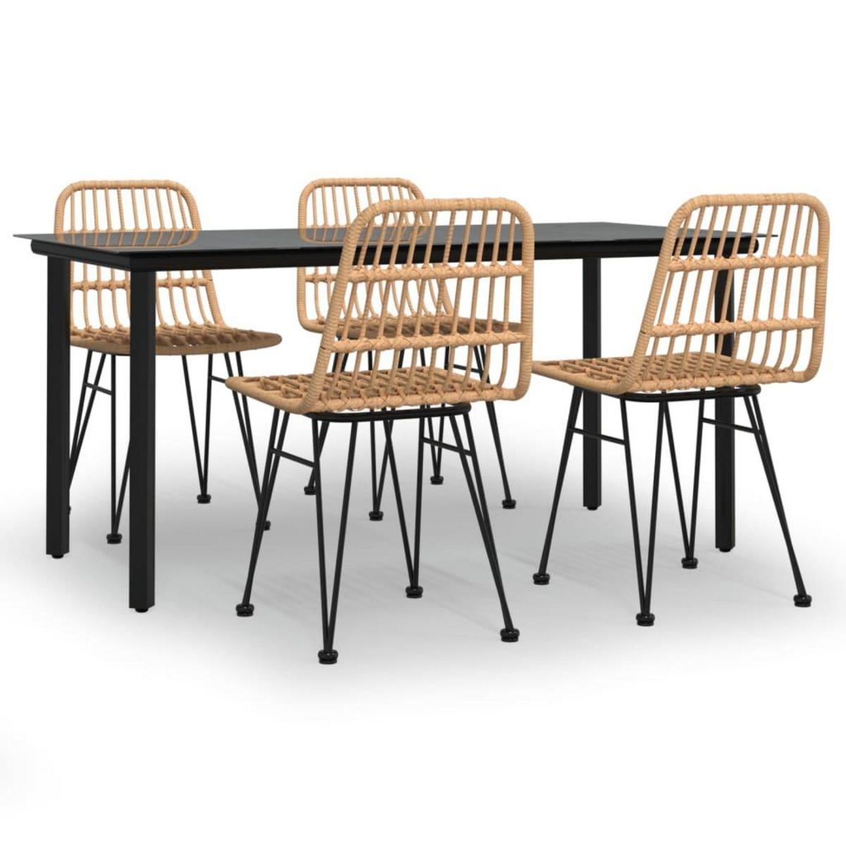 VIDAXL Ensemble a manger de jardin 5pcs Resine tressee