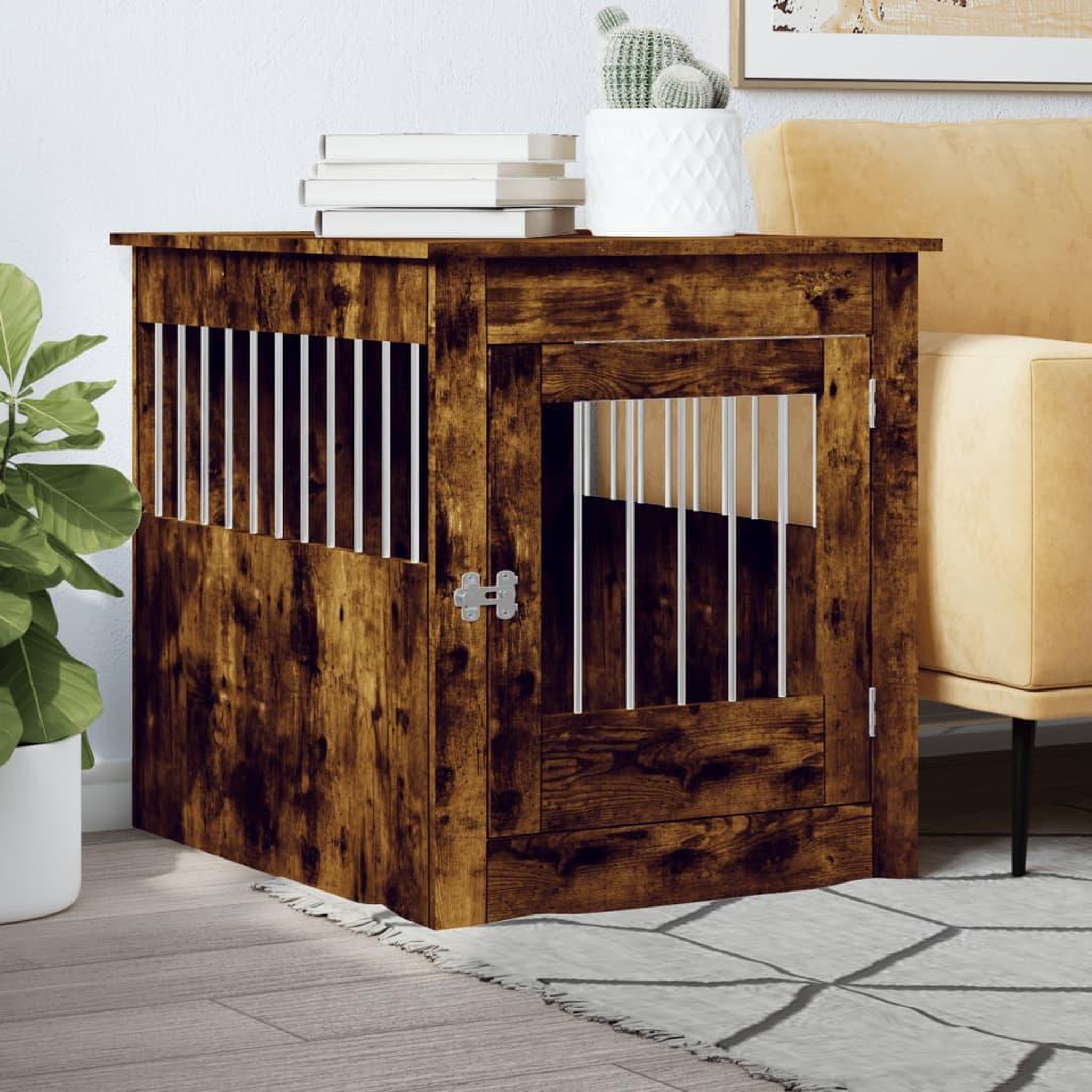VIDAXL Meuble de cage pour chiens chene fume 64,5x80x71 cm