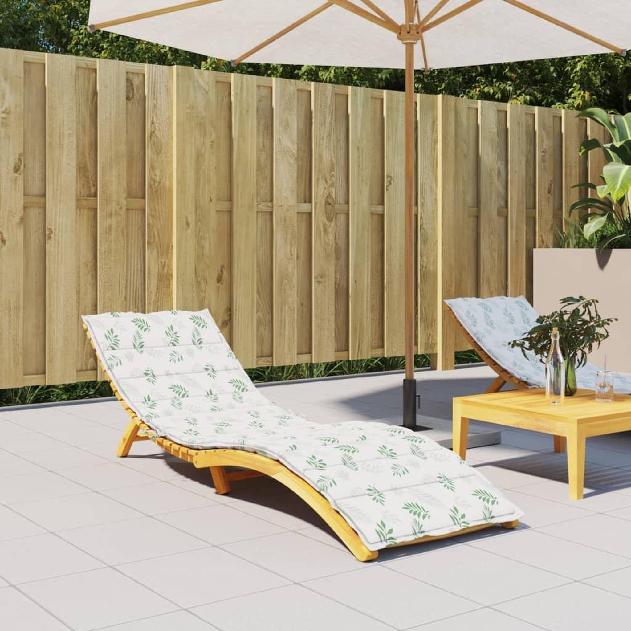 VIDAXL Coussin de chaise longue motif de feuilles tissu oxford