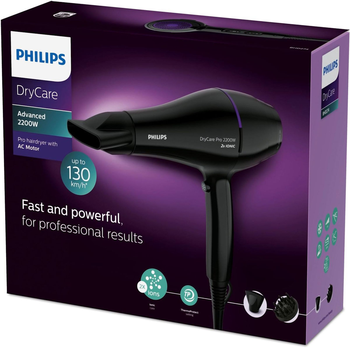 Philips Philips DryCare Sèche-cheveux Pro, moteur AC puissant, 2 200 W de puissance