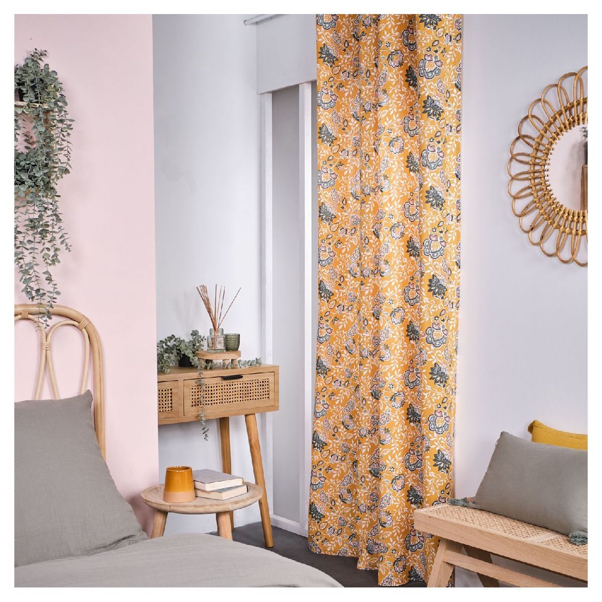 TODAY Rideau fantaisie à oeillets en coton INDIAN FLOWERS