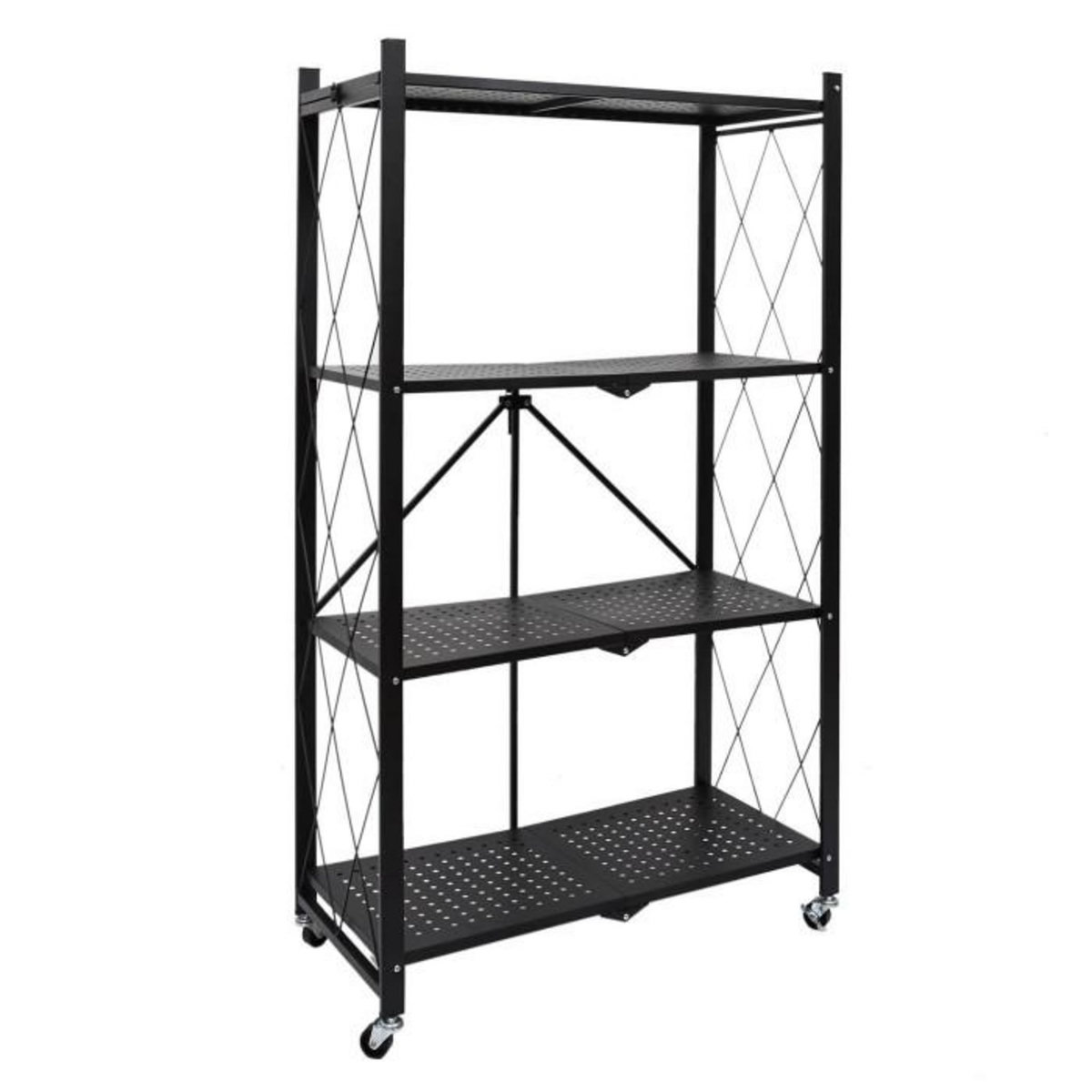 Paris Prix Étagère Pliable en Métal  4 Niveaux  127cm Noir