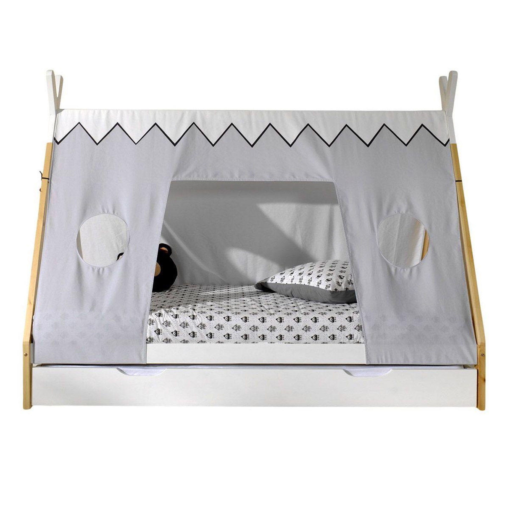 Voir la diapositive 2 : Paris Prix Pack - lit enfant, tiroir & voile  tipi  90x200cm blanc
