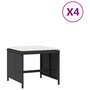 Voir la diapositive 2 : VIDAXL Tabourets de jardin et coussins lot de 4 noir 40x40x35 cm rotin