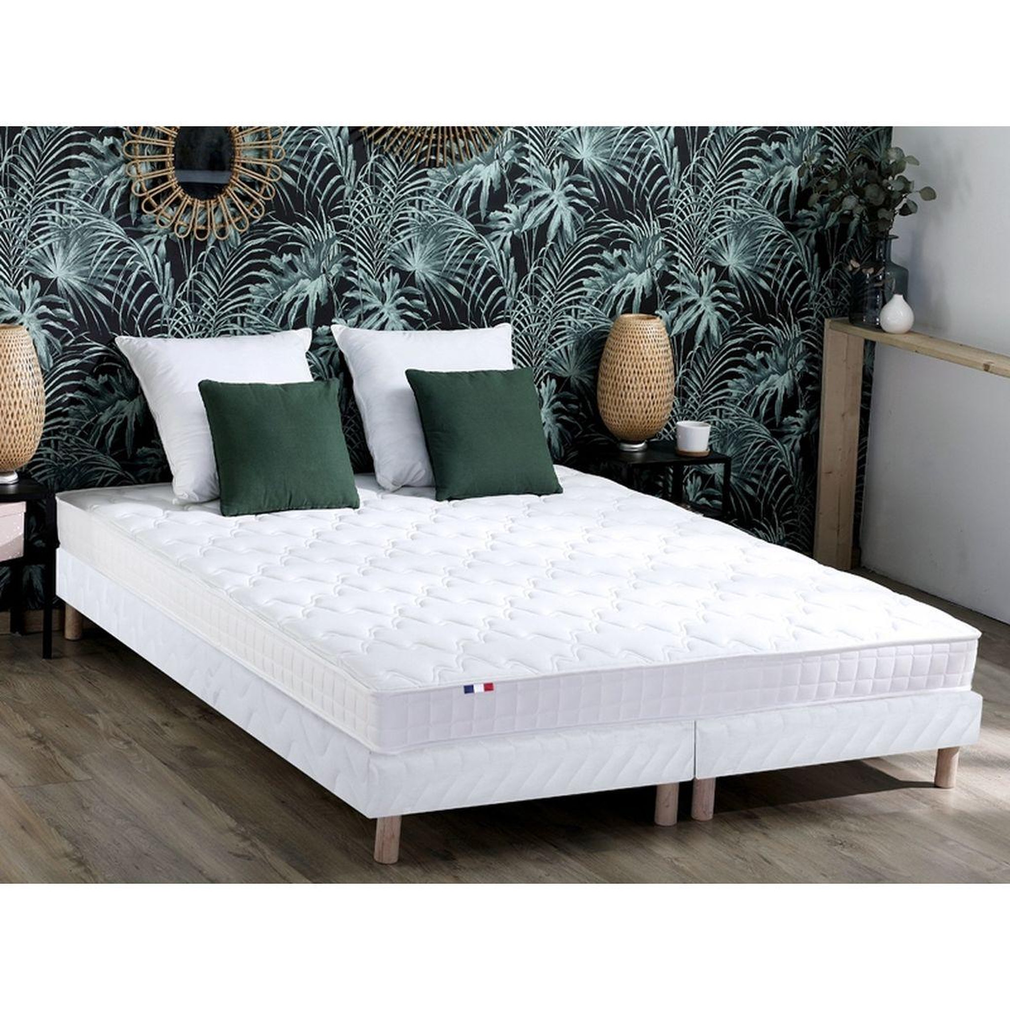 Voir la diapositive 1 : Ensemble Matelas accueil mémoire de forme + Sommier 2 x 80 x 200 cm MAM AZUR