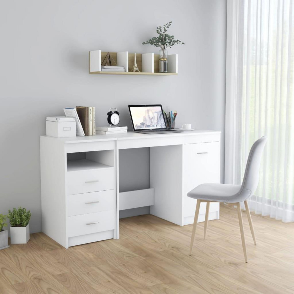 VIDAXL Bureau Blanc 140x50x76 cm Bois d'ingenierie