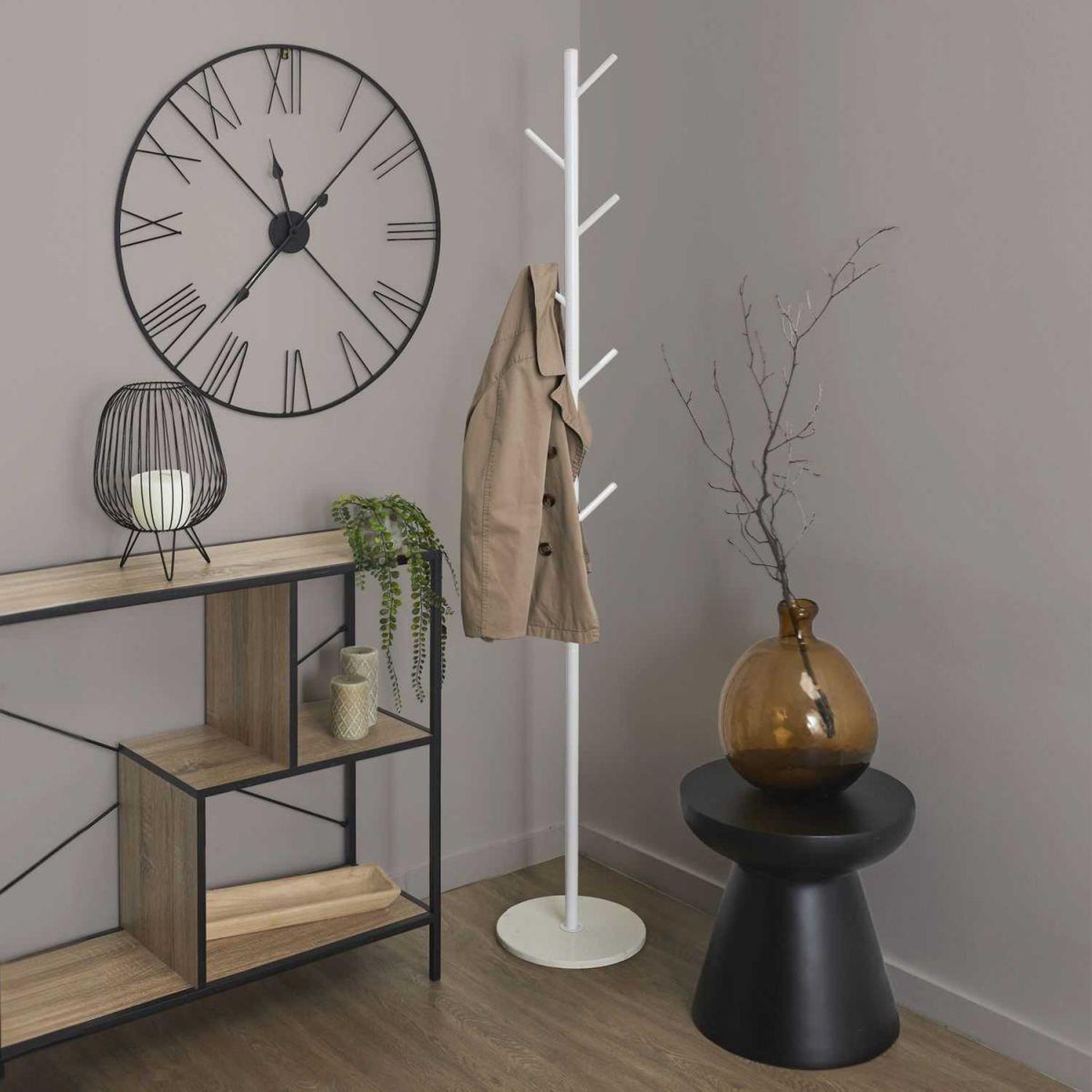 Voir la diapositive 2 : The Home Deco Factory Porte-manteau 7 tiges en métal  loka  173cm blanc