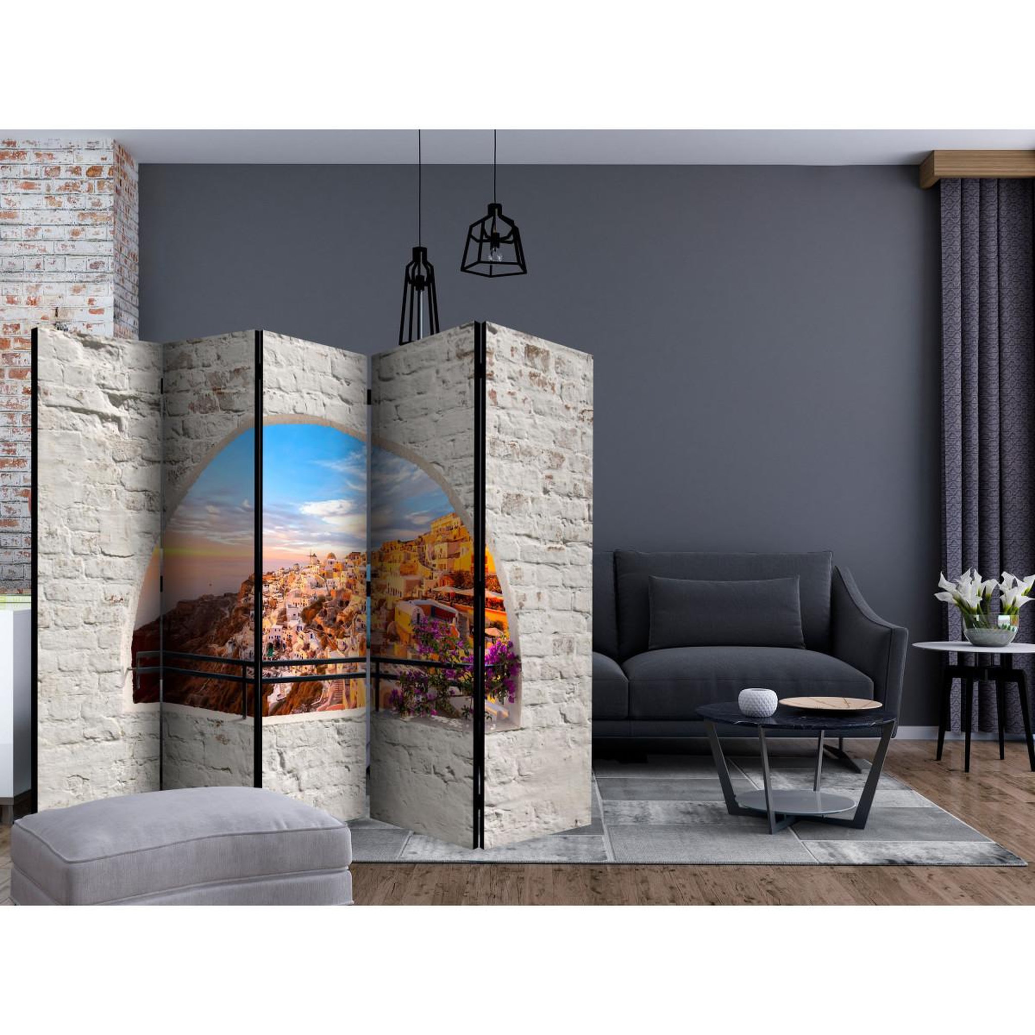 Voir la diapositive 2 : Paris Prix Paravent 5 volets  santorini  172x225cm