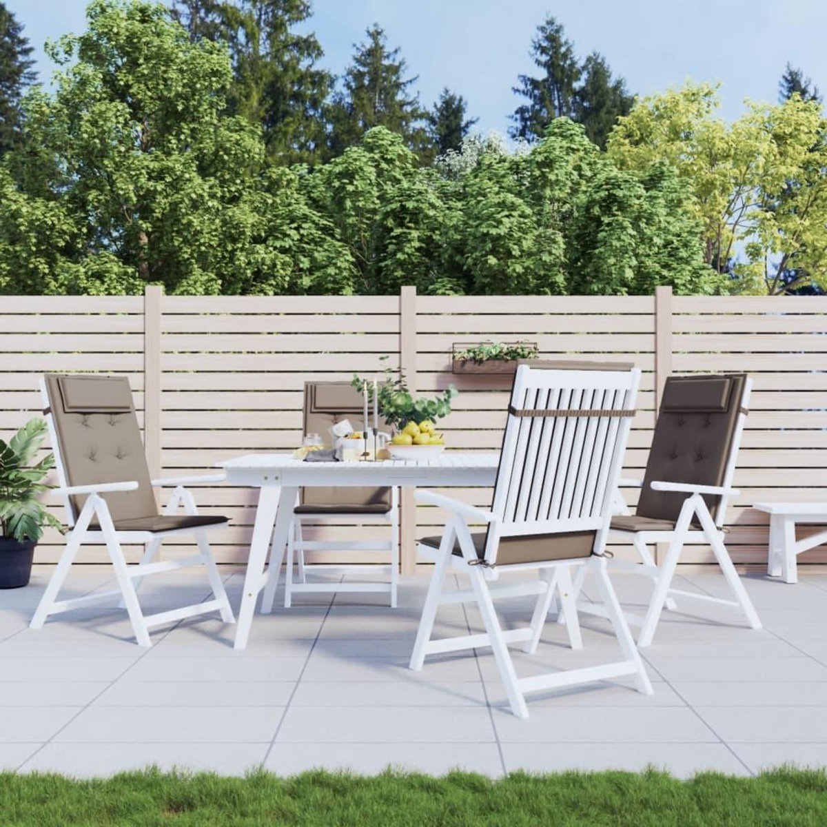 VIDAXL Coussins de chaise a dossier haut lot de 4 taupe tissu oxford