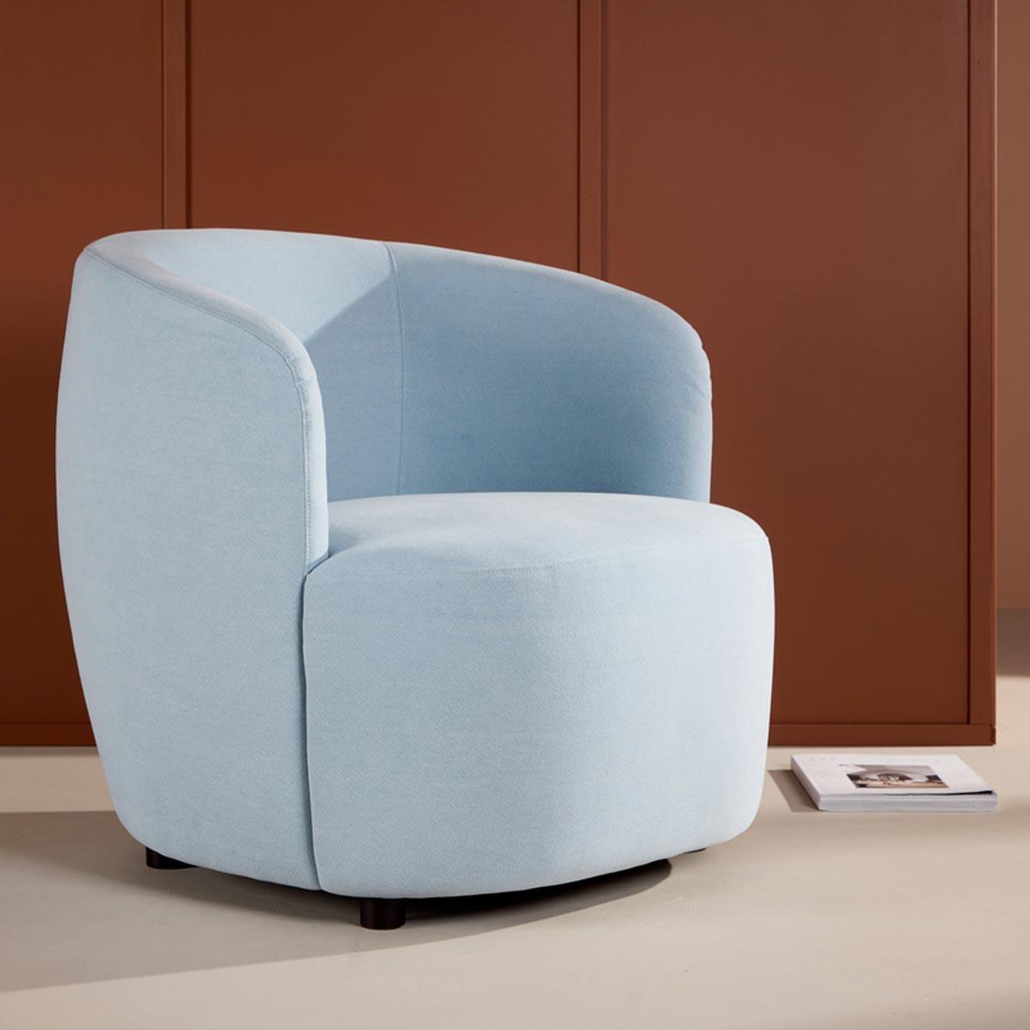 Voir la diapositive 6 : Paris Prix Fauteuil design effet lin  bobbo  85cm bleu clair