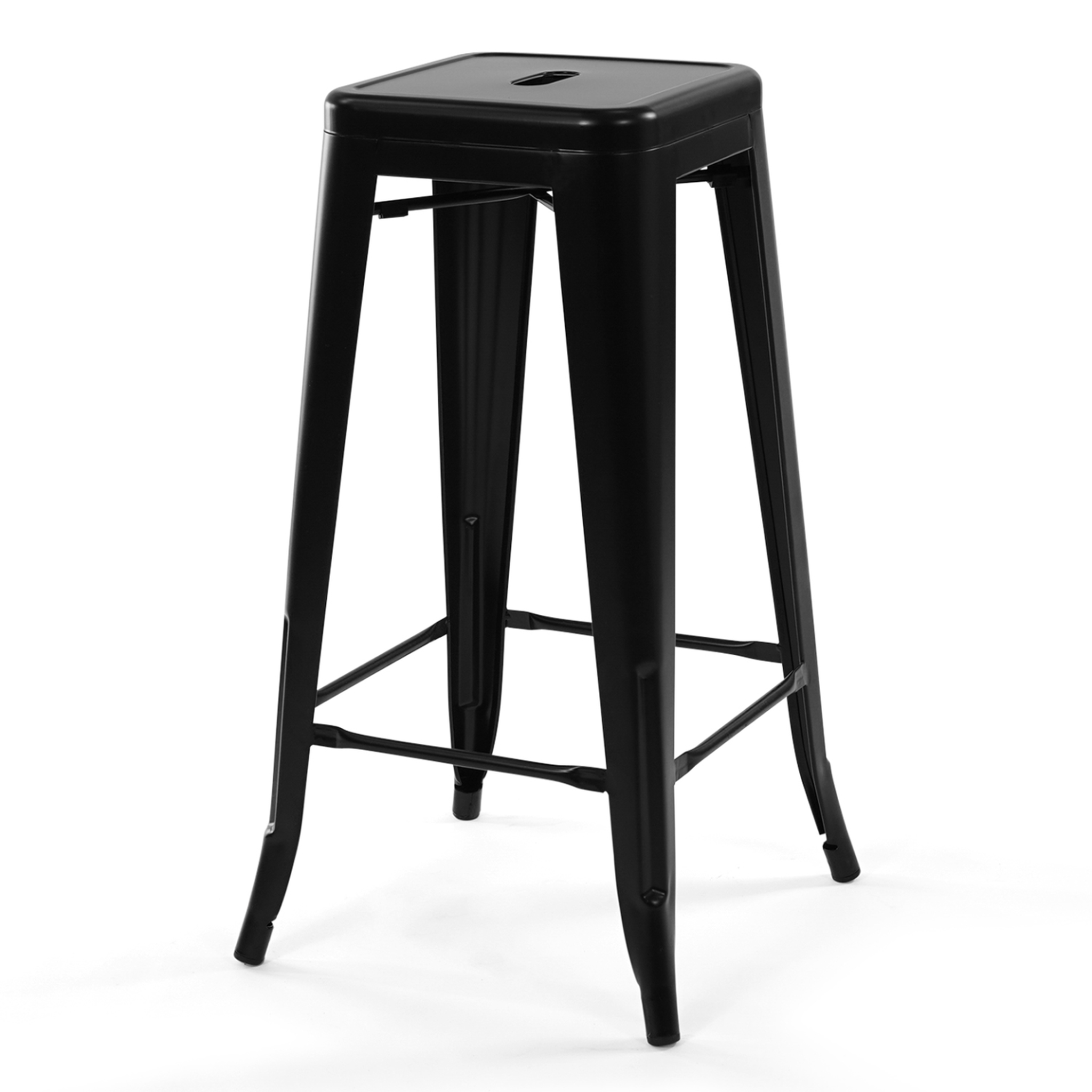 Voir la diapositive 4 : ID MARKET Lot de 4 tabourets de bar leny métal noir mat empilable aspect brut factory