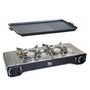 Voir la diapositive 1 : ALPENTECH Réchaud 2 feux Inox 4400W + Plaque Grill Plancha 2en1 Thermocouple Intérieur / Extérieur ALPEN CAMPING