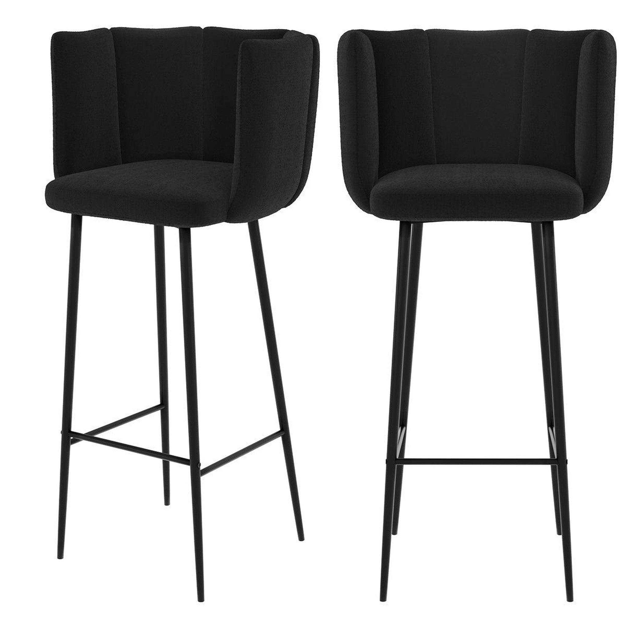 MAISON PAVANE Lot de 2 chaises de bar en velours noir 75 cm-rosy