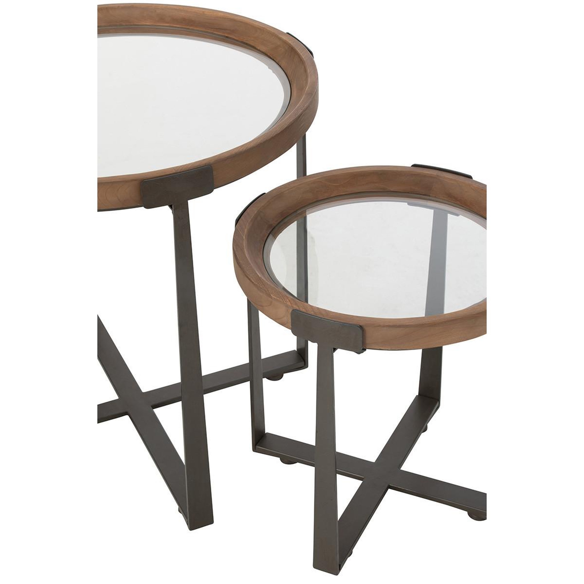 Voir la diapositive 3 : J-LINE Lot de 2 tables d'appoint en verre  luki  60cm naturel