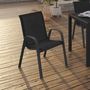 Voir la diapositive 2 : ID MARKET Lot de 4 chaises de jardin LYMA métal et textilène empilables noires