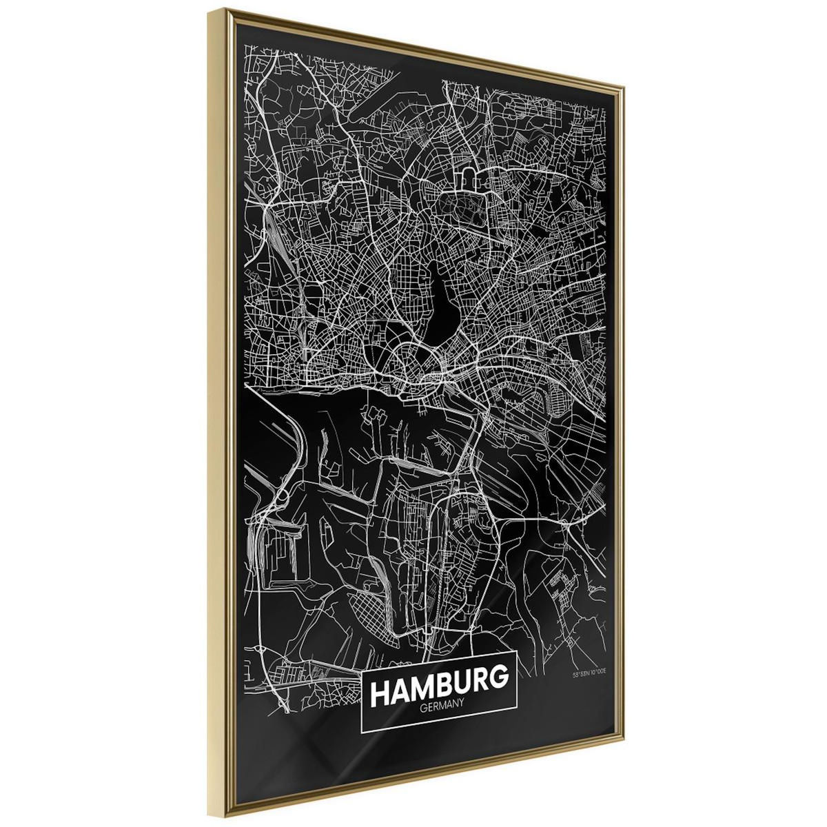 Paris Prix Affiche Murale Encadrée  City Map Hamburg Dark