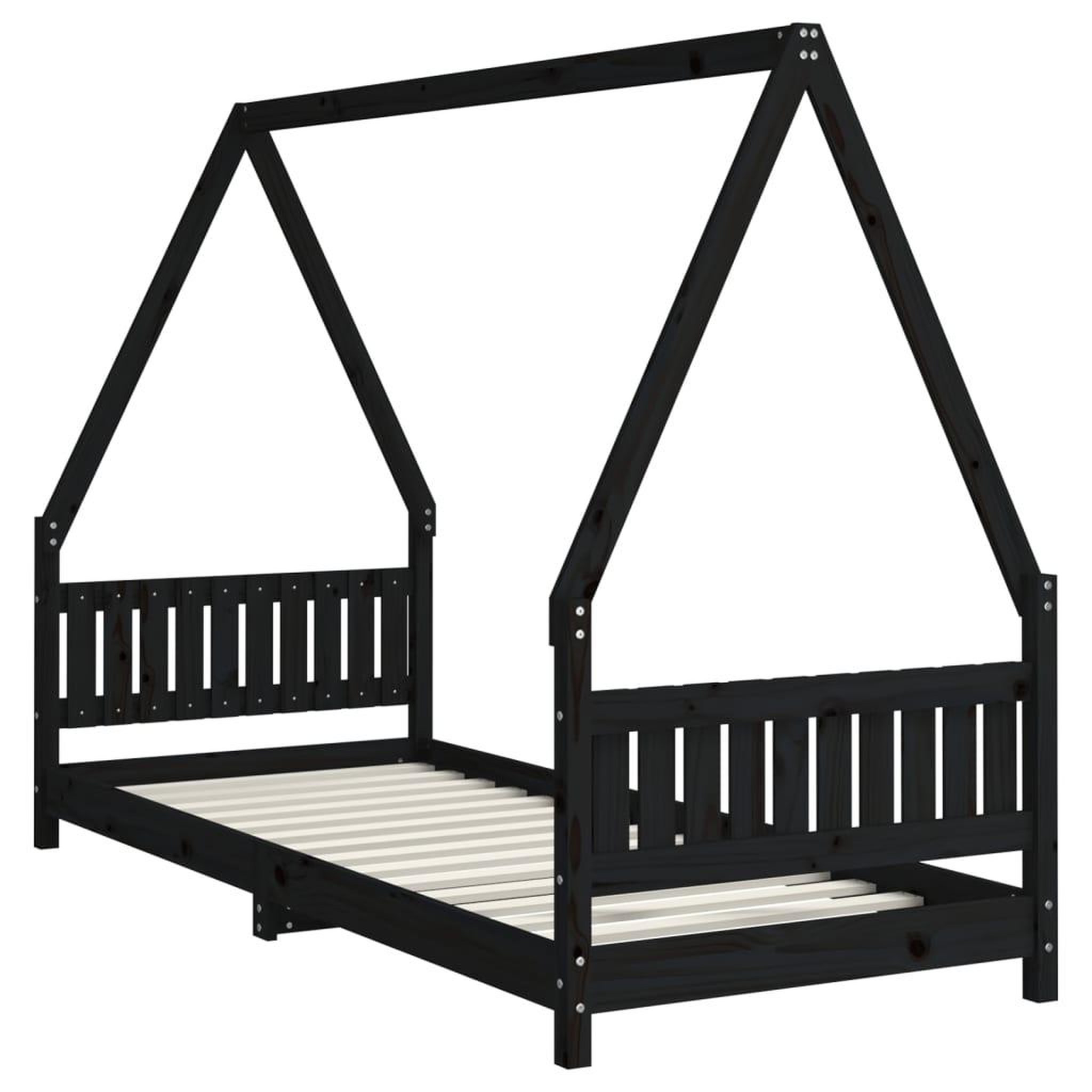 Voir la diapositive 3 : VIDAXL Cadre de lit pour enfants noir 80x200 cm bois de pin massif