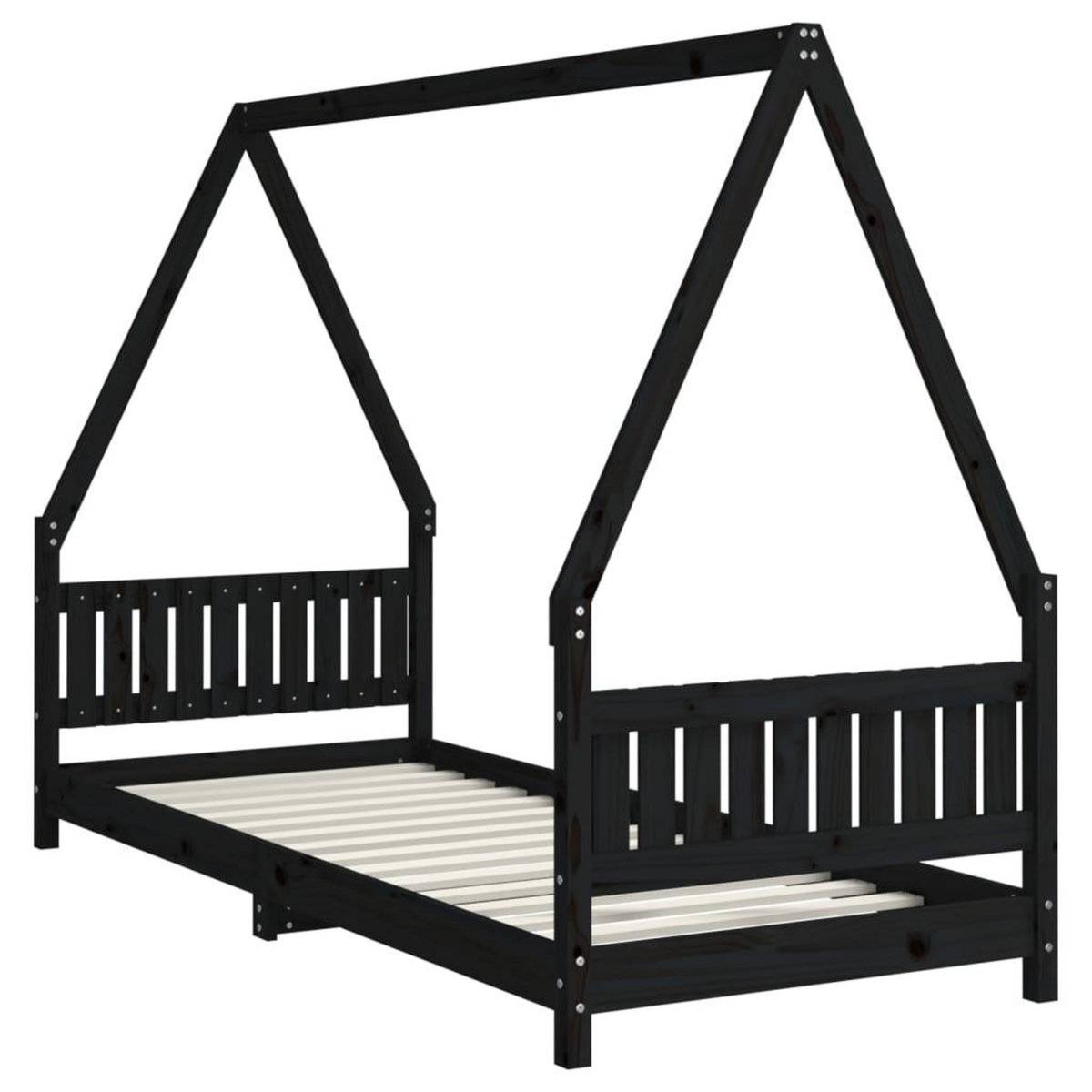 VIDAXL Cadre de lit pour enfants noir 80x200 cm bois de pin massif