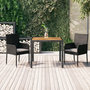 Voir la diapositive 1 : VIDAXL Ensemble a manger de jardin avec coussins 3 pcs Noir
