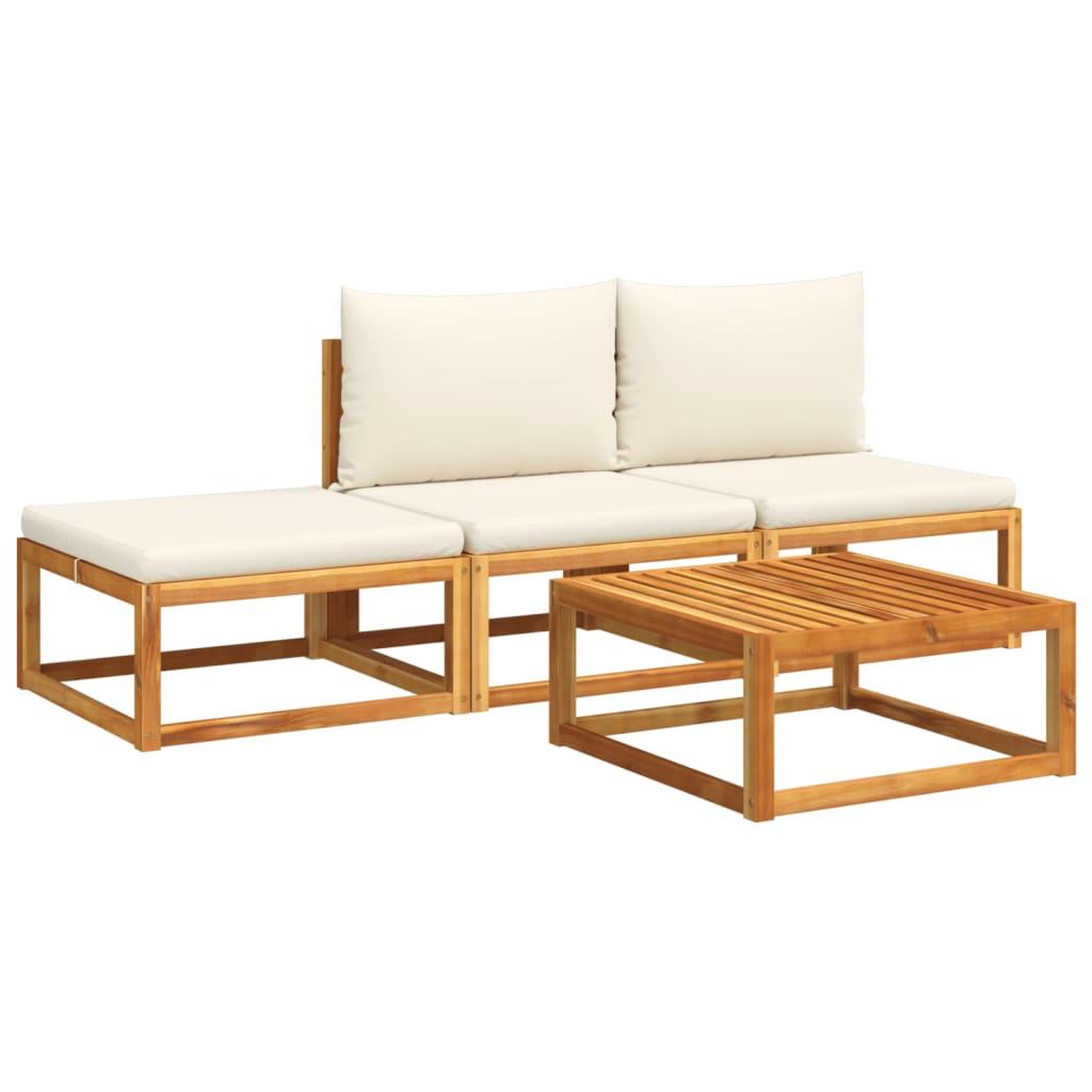 Voir la diapositive 2 : VIDAXL Salon de jardin avec coussins 4 pcs bois d'acacia massif