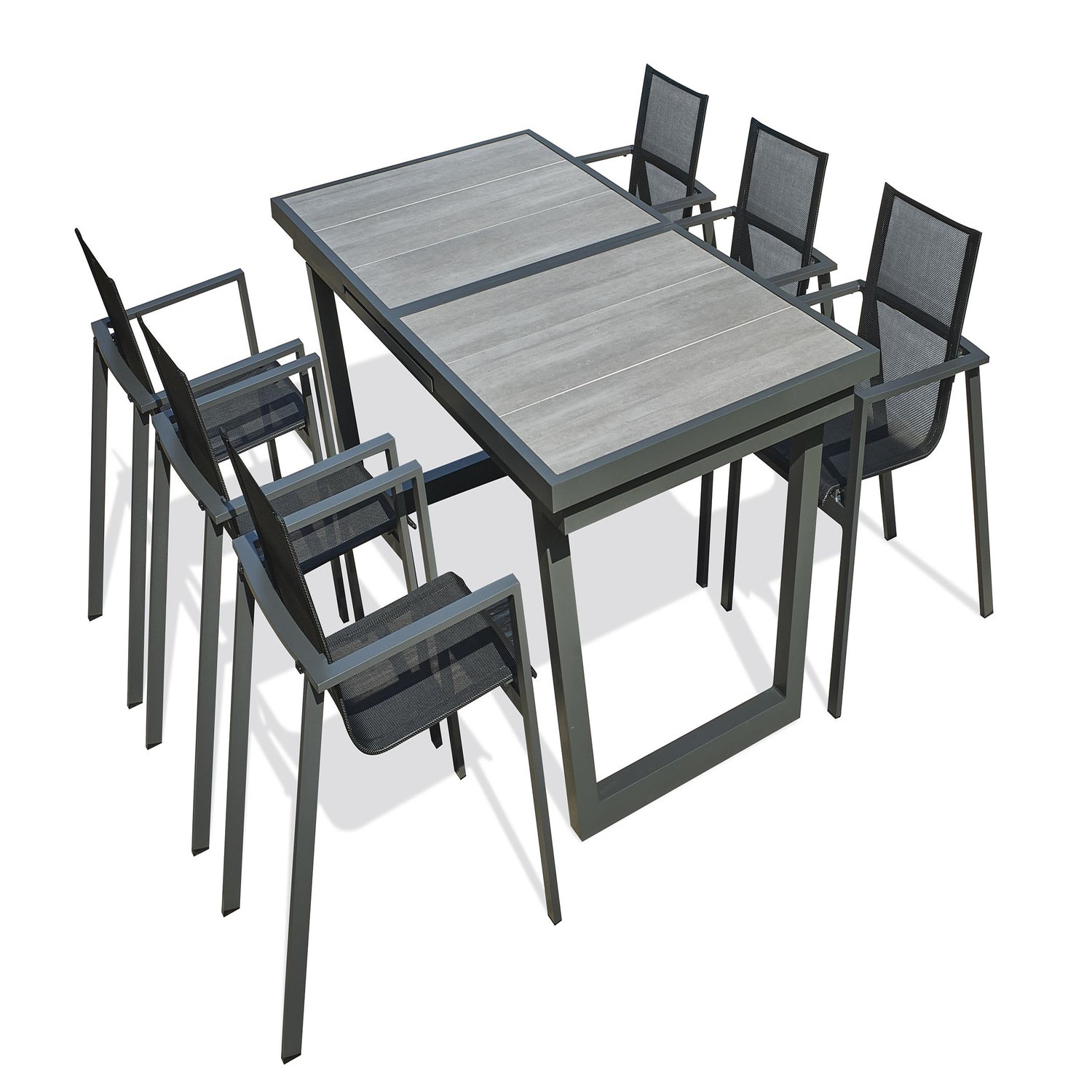 Dcb Garden Ensemble repas en aluminium et plateau céramique (6 places)