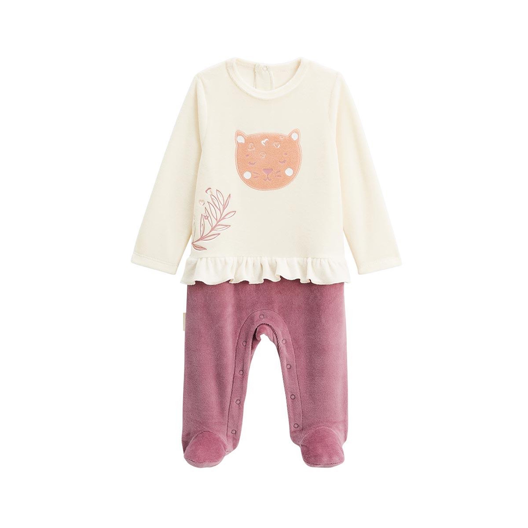 Petit Béguin Pyjama bébé en velours Matcha. Coloris disponibles : Rose