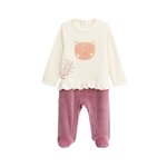 Petit Béguin Pyjama bébé en velours Matcha. Coloris disponibles : Rose