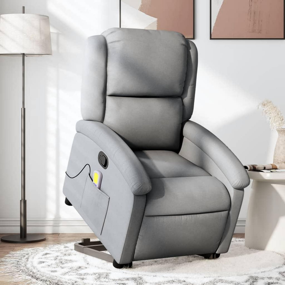 VIDAXL Fauteuil de massage inclinable Gris clair Tissu