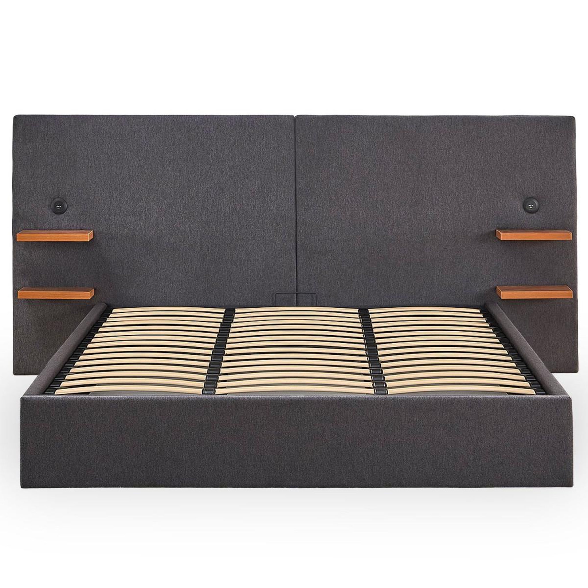 Paris Prix Lit coffre avec tablettes & usb  mike  180x200cm gris