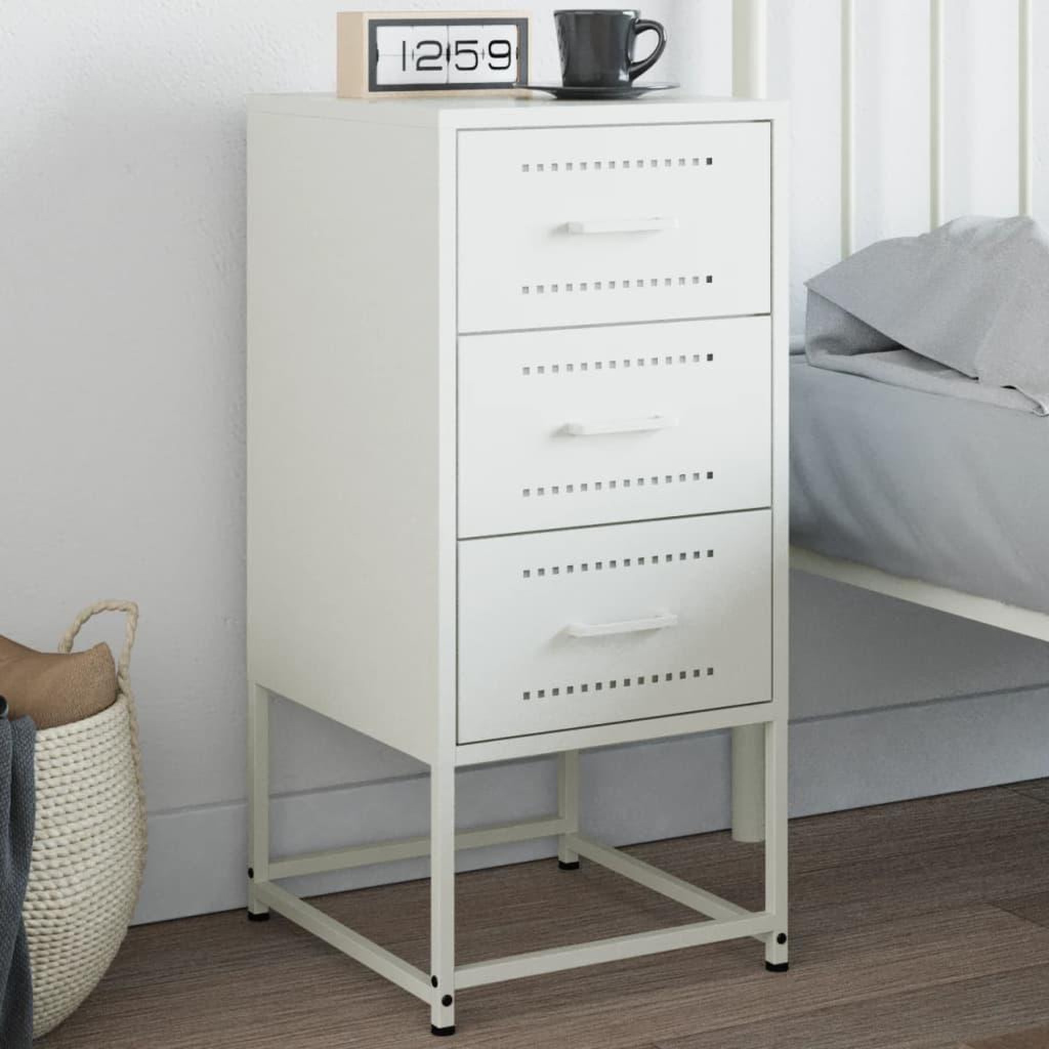 VIDAXL Table de chevet blanc 36x39x78 cm acier