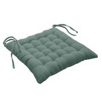 Paris Prix Galette de Chaise Effet Lin Tissé  Nando  38x38cm Vert Cèdre