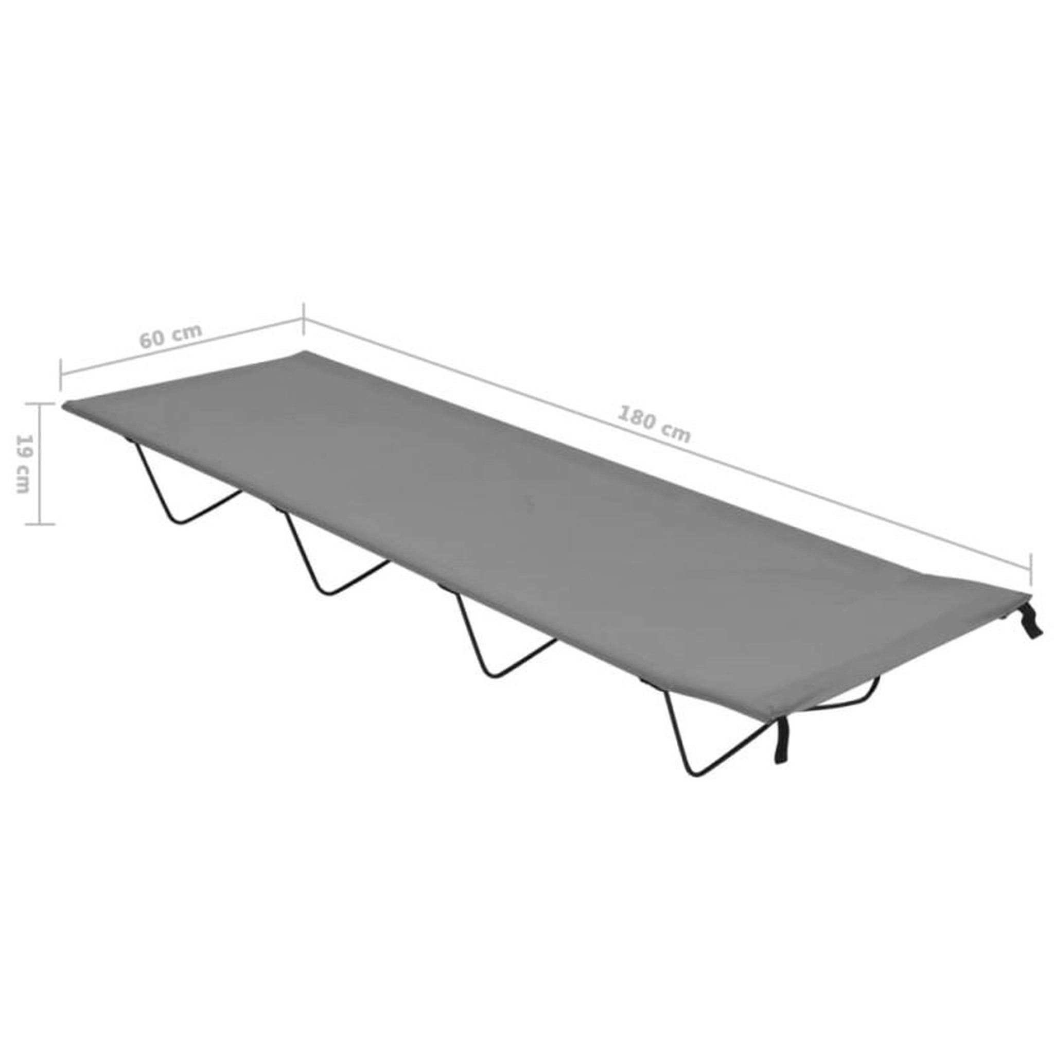 Voir la diapositive 6 : VIDAXL Lit de camping 180x60x19 cm Tissu Oxford et acier Gris